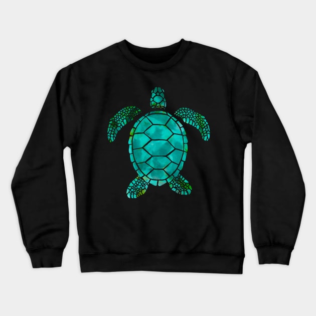 Teal and Yellow Sea Turtle Crewneck Sweatshirt by ksrogersdesigns